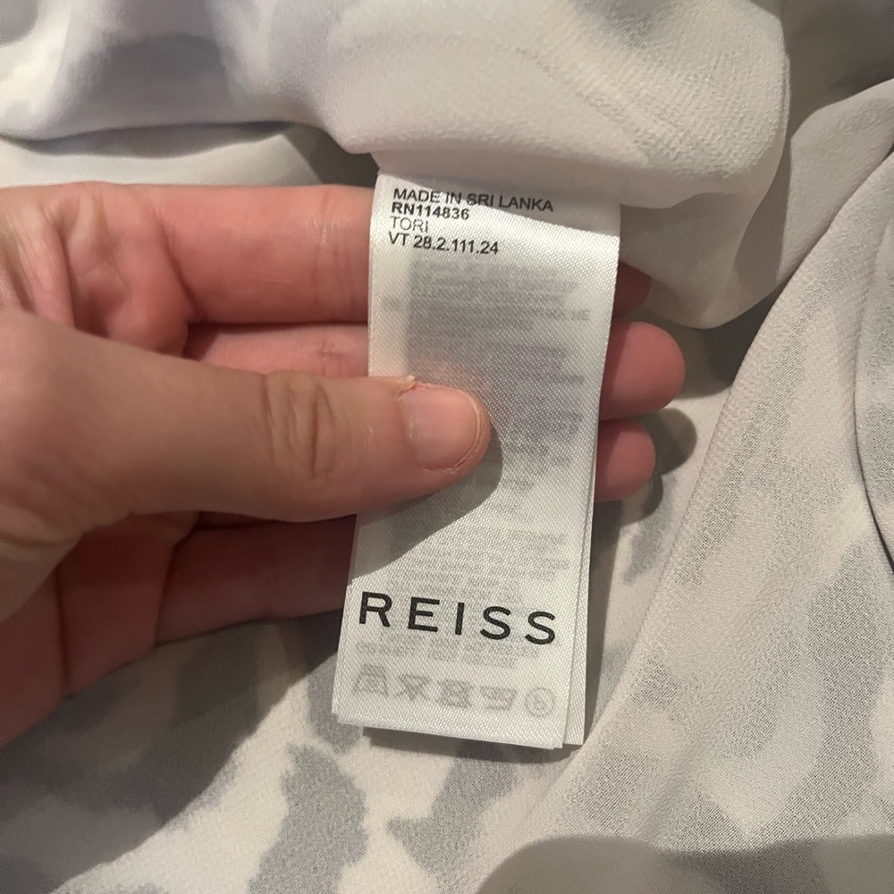 REISS London Black and White Midi Pencil Skirt with Slit - Picture 6 of 7